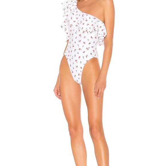 ONIA x WEWOREWHAT SOLDOUT Stella One Shoulder One Piece Swimsuit Floral NWT Sz S - Picture 4 of 8